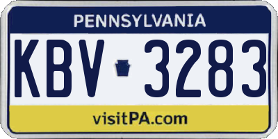 PA license plate KBV3283
