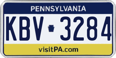 PA license plate KBV3284