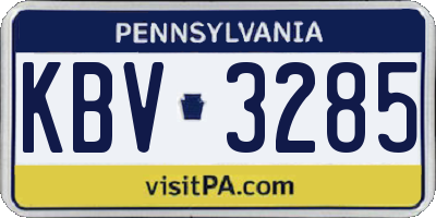 PA license plate KBV3285