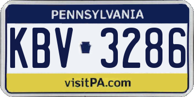 PA license plate KBV3286
