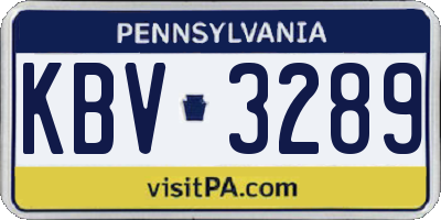 PA license plate KBV3289