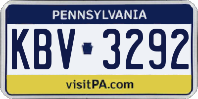 PA license plate KBV3292
