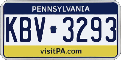 PA license plate KBV3293