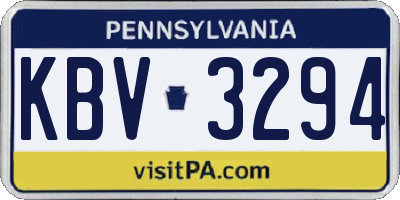 PA license plate KBV3294