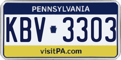 PA license plate KBV3303