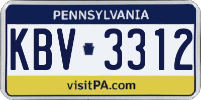 PA license plate KBV3312