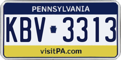 PA license plate KBV3313