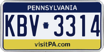 PA license plate KBV3314