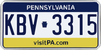 PA license plate KBV3315