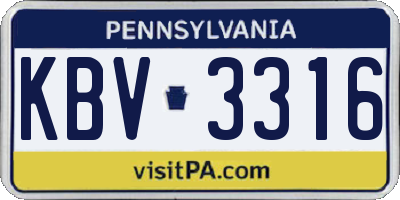 PA license plate KBV3316
