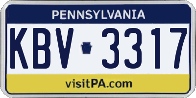 PA license plate KBV3317