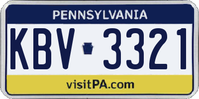 PA license plate KBV3321