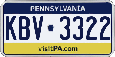 PA license plate KBV3322
