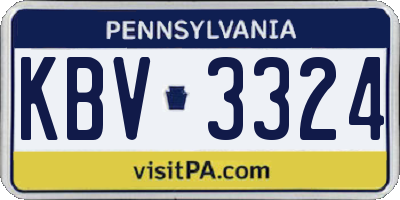 PA license plate KBV3324