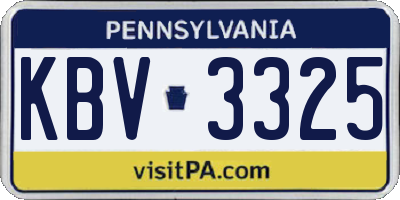 PA license plate KBV3325