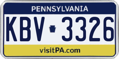 PA license plate KBV3326
