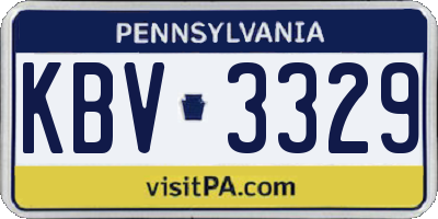 PA license plate KBV3329