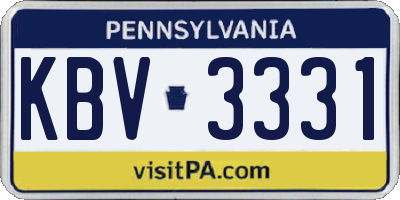 PA license plate KBV3331