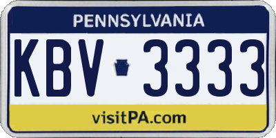 PA license plate KBV3333