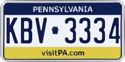 PA license plate KBV3334