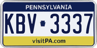 PA license plate KBV3337
