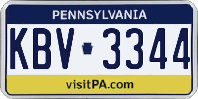 PA license plate KBV3344