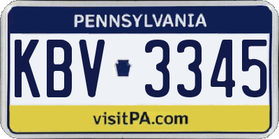 PA license plate KBV3345