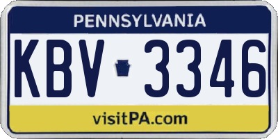 PA license plate KBV3346