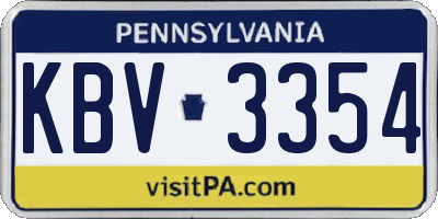 PA license plate KBV3354