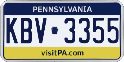 PA license plate KBV3355