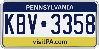 PA license plate KBV3358