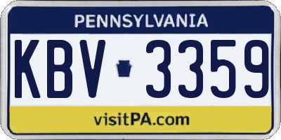 PA license plate KBV3359