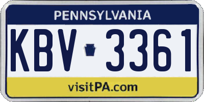 PA license plate KBV3361