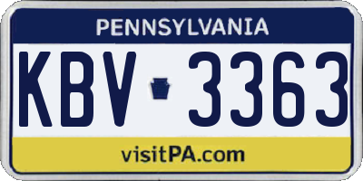 PA license plate KBV3363