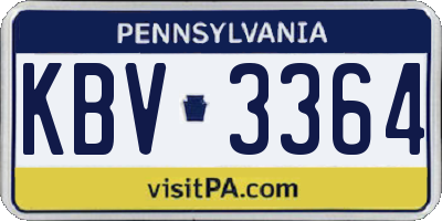 PA license plate KBV3364