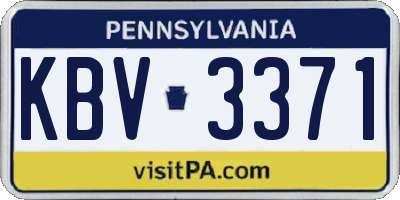 PA license plate KBV3371