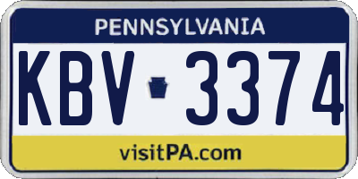 PA license plate KBV3374