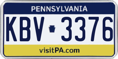 PA license plate KBV3376