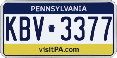 PA license plate KBV3377