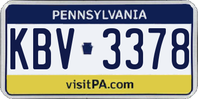 PA license plate KBV3378