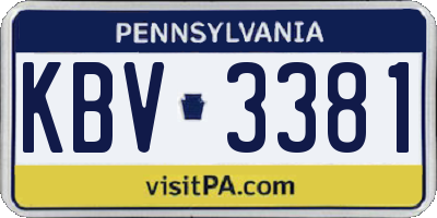 PA license plate KBV3381