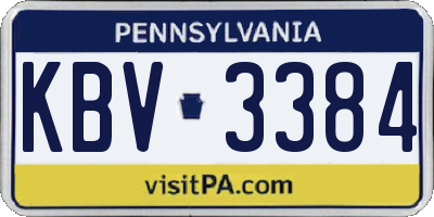 PA license plate KBV3384
