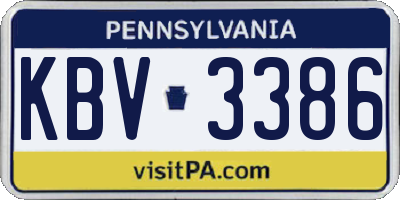PA license plate KBV3386