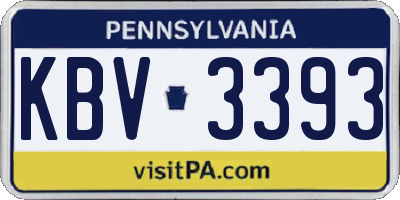 PA license plate KBV3393