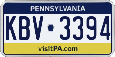 PA license plate KBV3394