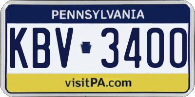 PA license plate KBV3400