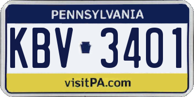 PA license plate KBV3401