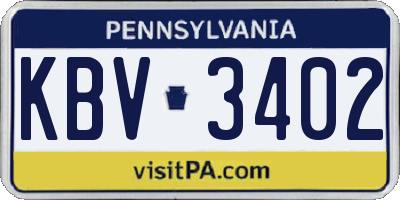 PA license plate KBV3402
