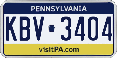 PA license plate KBV3404