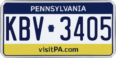 PA license plate KBV3405